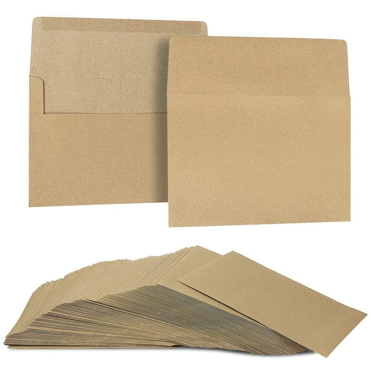 A7 Envelopes for Invitations - 100-Count A7 Invitation Envelopes Bulk, Kraft Paper Envelopes for 5 x 7 inch Photos Wedding, Baby Shower, Party Invitations, Square Flap, Brown, 5.25 x 7.25 inches